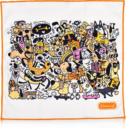 WESERWEF Design Microfiber Glasses Cleaning Cloth – Premium Cleaning Cloth for Eyeglasses, Screens, Tablets, Cameras & Lenses, 12" x 12", Ultra-Soft & Scratch-Free (Funny Dogs)