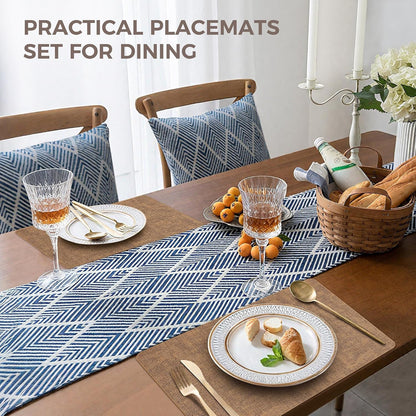 Vinyl Placemats Set of 6, Faux Leather Waterproof and Heat Resistant Place Mats, Washable Anti-Slip Table Mats with Coaster, Wipeable Placemats for Indoor & Outdoor 17" x 12" (Light Brown, Set of 6)