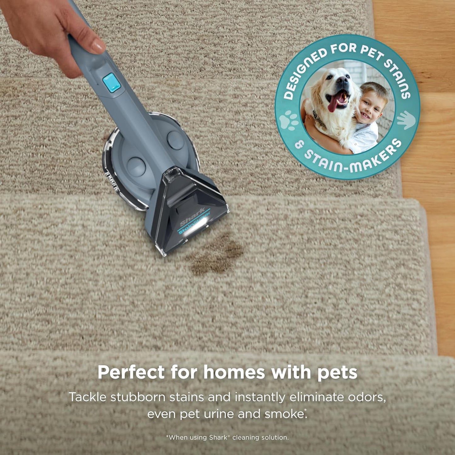 Shark StainStriker Portable Carpet Upholstery & Area Rug Cleaner, Bonus XL Tool & Full-Size Cleaning Solution, Stain & Odor Remover, Perfect for Car Interiors, 4 Cleaning Tools, Nordic Blue, PX202BRN