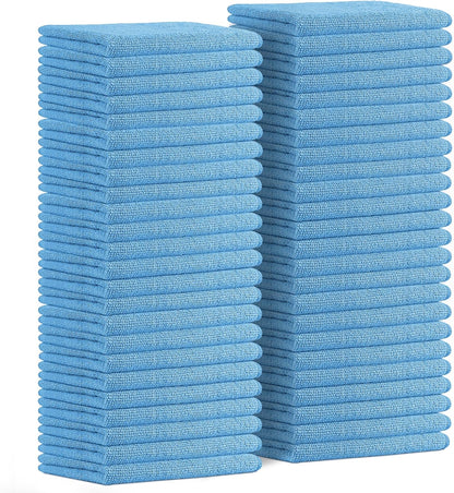 Avalon Towels Microfiber Cleaning Cloths (Value Pack of 48) Size 16" x 16", Highly Absorbent Cleaning Rags, Lint Free Cleaning Towels, Reusable and Washable, Microfiber Towels for Cars (Blue)