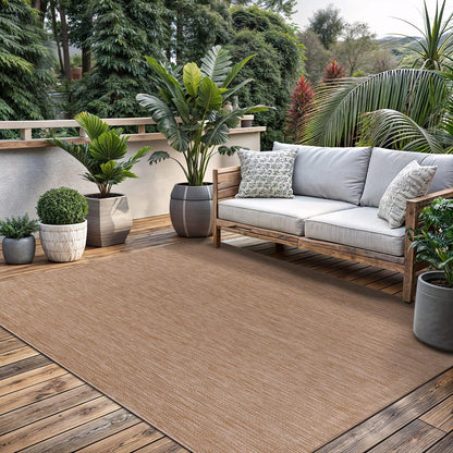 Washable Indoor Outdoor Rug 8x10 Weather Resistant Area Rugs Modern Solid Jute Rug for Porch Deck Balcony Backyard Patio Outside Carpet (8 X 10 Jute Beige)