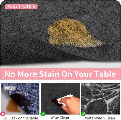 Maxpearl Faux Leather Placemats Set of 4, Waterproof - Wipe Clean - Heat Resistant - Anti Slip Dining Table Place Mats, Suitable for Indoor & Outdoor Use, 17’’×12’’, Black