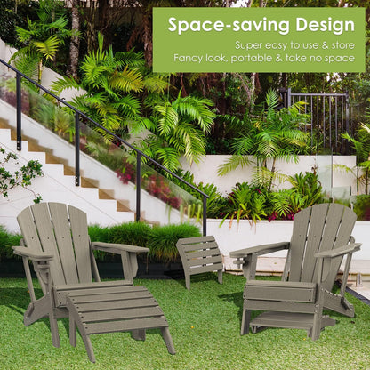 GREENVINES Adirondack-Ottoman | Wood Grain | Set of 4 | HDPE Plastic | Outdoor Footrest | All Weather | Foot Rest | Foot Stool | Desert Brown | for Adirondack Chair