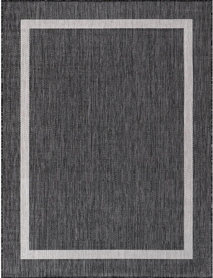 Bordered Outdoor Rug 6x9 Washable Outside Carpet for Indoor Patio Porch Waterproof Easy Cleaning Non Shedding Area Rugs Gray 6 x 9