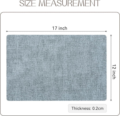 Romanstile Vinyl Placemats Set of 8-12 X 18 Inch - Heat Resistant Place Mats 100% Waterproof Oilproof Wipeable Reversible Faux Leather Table Mats for Kitchen/Dining/Party/Outdoor, Sky Blue