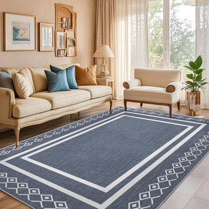 Outdoor Patio Rug, Outside Rectangular Carpet, Moroccan Geometric Rugs, Washable Large Indoor Outdoor Rug 8x10 Mats for RV, Picnic, Backyard, Deck, Balcony, Porch, Beach