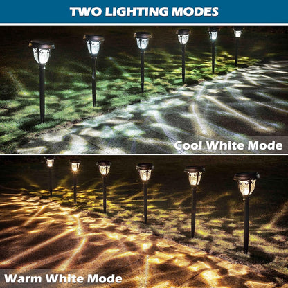 LeiDrail Solar Lights Outdoor Pathway, 6 Pack LED Glass Metal Solar Garden Lights with 2 Modes, Garden Decor for Yard Patio Landscape Walkway