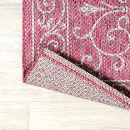 JONATHAN Y Vintage Filigree Indoor Outdoor Area Rug 3X5 Fuchsia/Light Gray, Charleston Textured Weave for Backyard, Patio, Porch, Easy-Cleaning, High Traffic, Pet-Friendly, Non-Shedding (SMB106J-3)