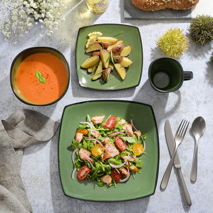 Gibson Elite Soho Lounge 16 Piece Dinnerware Set, Green