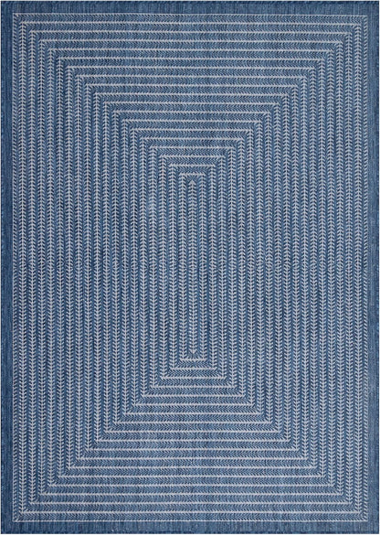 Adiva Rugs Outdoor Indoor Area Rug, Weather Resistant, Easy to Clean, Stain Resistant Floor Mat for Dining Room, Backyard, Deck, Patio (Navy Weiss, 2' x 3')