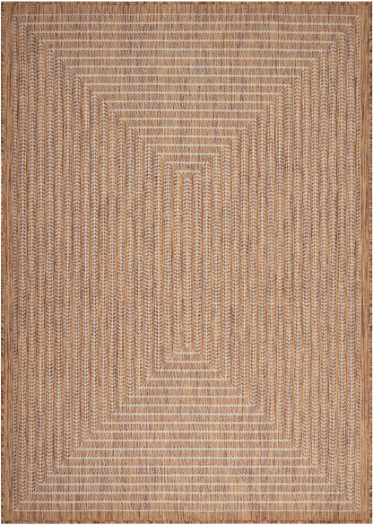 Adiva Rugs Outdoor Indoor Area Rug, Weather Resistant, Easy to Clean, Stain Resistant Floor Mat for Dining Room, Backyard, Deck, Patio (Wooden, 10' x 14')