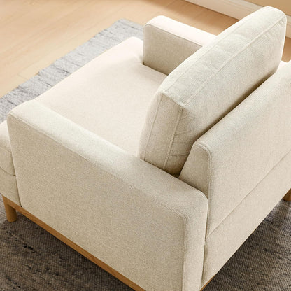 Oversized Accent Chair for Living Room, Modern Upholstered Reading Armchair for Bedroom, Comfy Chair for Apartment, Single Sofa for Small Space with Rubberwood Base