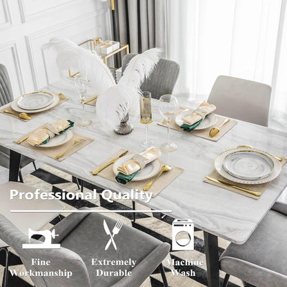 Home Brilliant Placemats Set of 8 Heat Resistant Dining Table Place Mats Plate Mat Cloth Placemats Kitchen Table Mats Indoor Outdoor, Light Linen