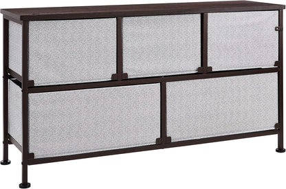 Amazon Basics Extra Wide Fabric 5-Drawer Storage Organizer Unit for Closet, Bronze