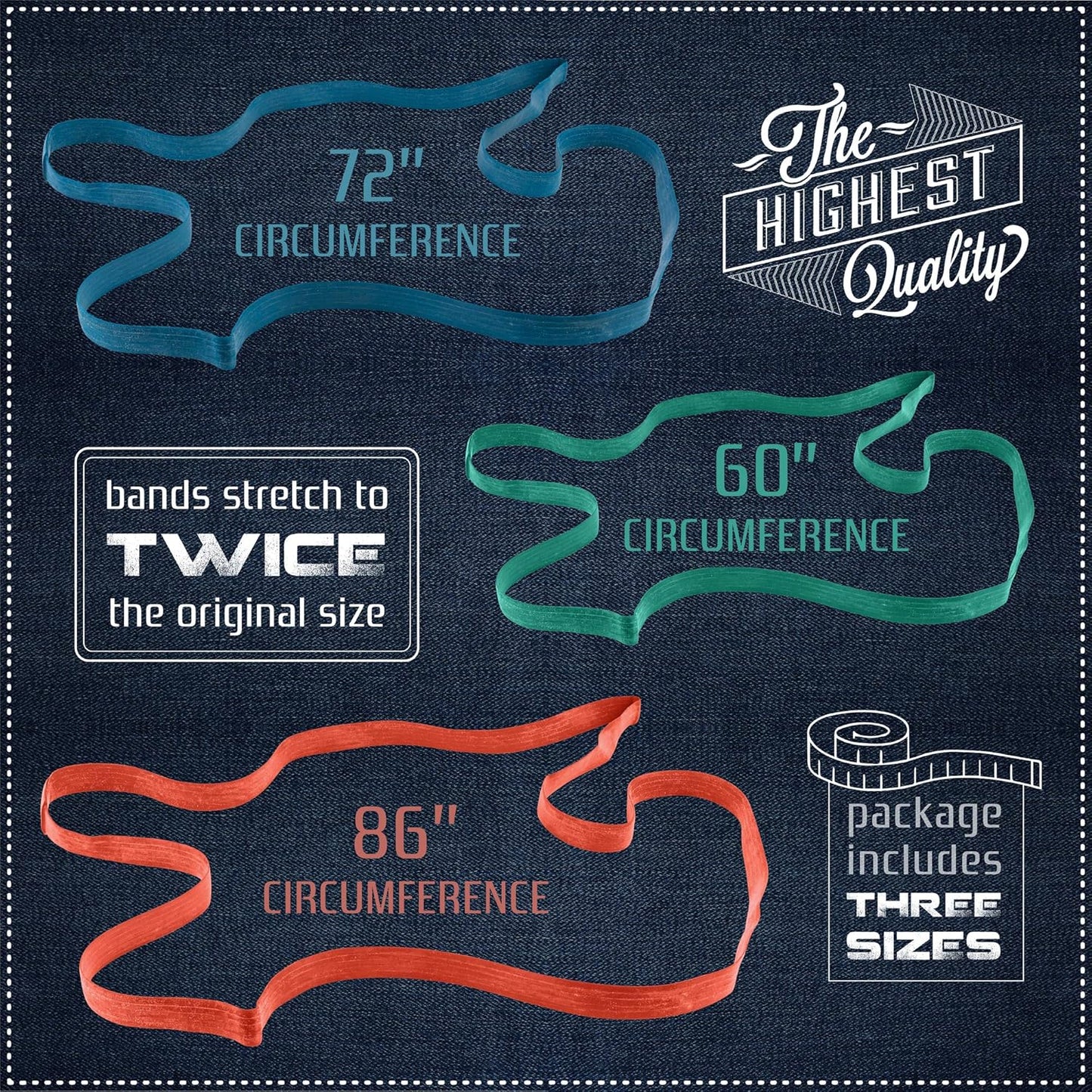 36 Pack Mover Blanket Rubber Bands - Extra Large Rubber Bands for Moving Blankets and Furniture - Variety of Sizes 26in, 30in & 42in - 36 Moving Bands Total - kitchentoolz