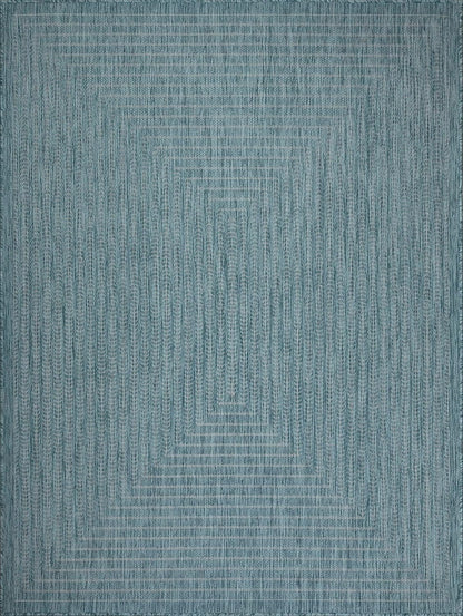 Adiva Rugs Outdoor Indoor Area Rug, Weather Resistant, Easy to Clean, Stain Resistant Floor Mat for Dining Room, Backyard, Deck, Patio (Aqua Weiss, 10' x 14')