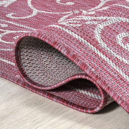 JONATHAN Y Vintage Filigree Indoor Outdoor Area Rug 4X6 Fuchsia/Light Gray, Charleston Textured Weave for Backyard, Patio, Porch, Easy-Cleaning, High Traffic, Pet-Friendly, Non-Shedding (SMB106J-4)