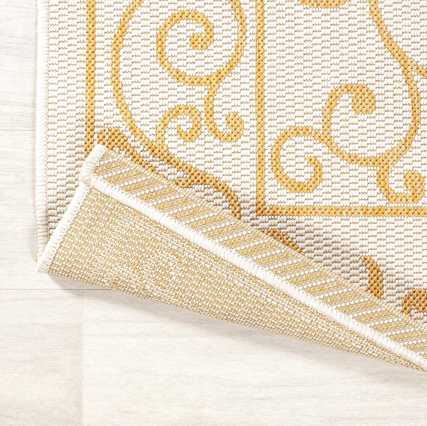 JONATHAN Y Vintage Filigree Indoor Outdoor Runner Rug 2X10 Cream/Yellow, Charleston Textured Weave for Backyard, Patio, Porch, Easy-Cleaning, High Traffic, Pet-Friendly, Non-Shedding (SMB106M-210)