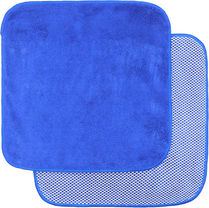 Microfiber Dish Cloths Fast Drying Kitchen Cleaning Cloth Dish Rags Dust Cloths Ultra Absorbent Lint Free Washcloths with Poly Scrub Side 12inch x 12inch 8 Pack (Dark Blue)
