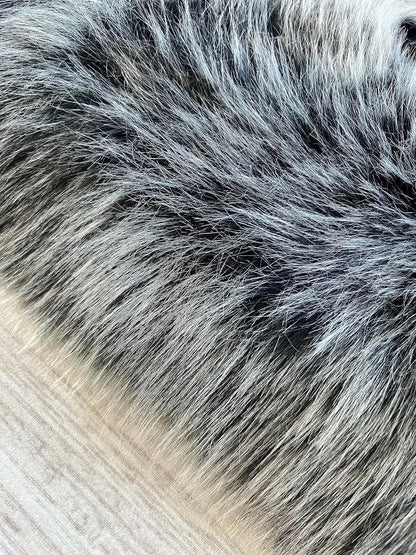 LAMBZY Faux Sheepskin Super Soft Hypoallergenic Free Shape Silky Shag Rug, Luxury Shaggy Plush Carpet for Bedroom Living Kids Room Sofa Rugs (Black with White Tips, Duo Decto 12 Pelts 6'x12')