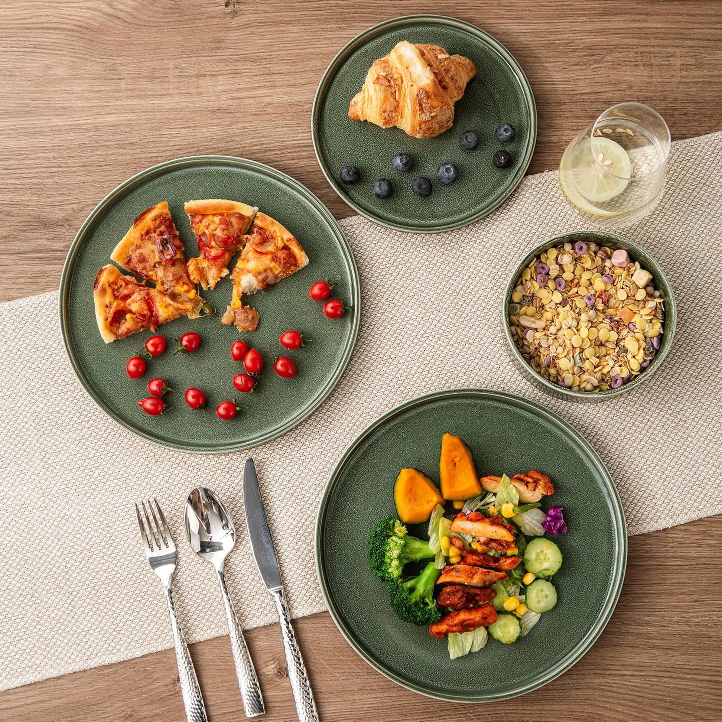 AmorArc Ceramic Dinnerware Sets, Handmade Reactive Glaze Stoneware Plates and Bowls Sets,Highly Chip and Crack Resistant | Dishwasher & Microwave Safe Dishes Set, Service for 6 (18pc)