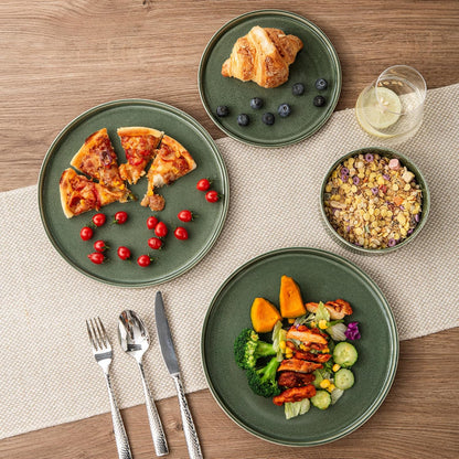 AmorArc Ceramic Dinnerware Sets, Handmade Reactive Glaze Stoneware Plates and Bowls Sets,Highly Chip and Crack Resistant | Dishwasher & Microwave Safe Dishes Set, Service for 6 (18pc)