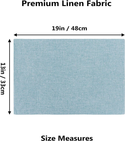Home Brilliant Placemats Set of 6 Heat Resistant Dining Table Place Mats for Kitchen Table Party Decoration, 13 x 19 inches, Teal