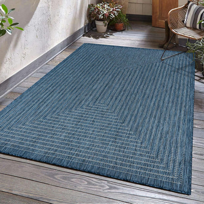 Adiva Rugs Outdoor Indoor Area Rug, Weather Resistant, Easy to Clean, Stain Resistant Floor Mat for Dining Room, Backyard, Deck, Patio (Azure Denim Blue, 6' X 9')