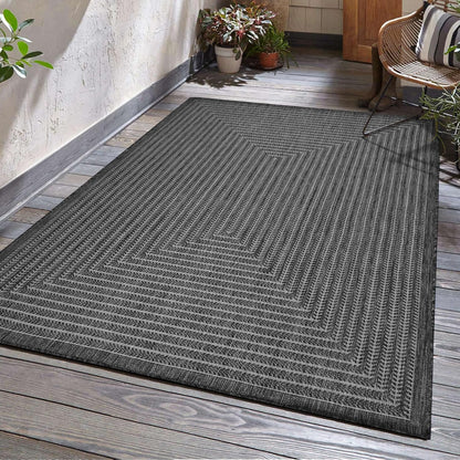 Adiva Rugs Outdoor Indoor Area Rug, Weather Resistant, Easy to Clean, Stain Resistant Floor Mat for Dining Room, Backyard, Deck, Patio (Pebble Weiss, 8' x 10')