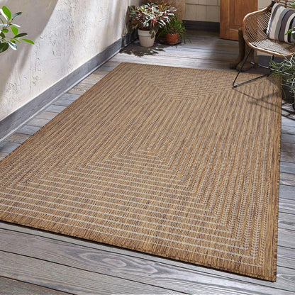 Adiva Rugs Outdoor Indoor Area Rug, Weather Resistant, Easy to Clean, Stain Resistant Floor Mat for Dining Room, Backyard, Deck, Patio (Wooden, 10' x 14')