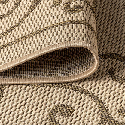 JONATHAN Y Vintage Filigree Indoor Outdoor Runner Rug 2X10 Beige/Brown, Charleston Textured Weave for Backyard, Patio, Porch, Easy-Cleaning, High Traffic, Pet-Friendly, Non-Shedding (SMB106A-210)