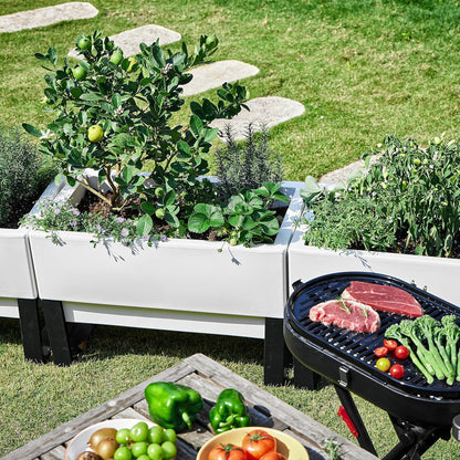 Glowpear Self Watering Planter Box - 29.5", White - UV Stable, Scalable Urban Raised Garden Bed with Water Gauge, Indoor Outdoor for Vegetables, Flowers, Herbs, and Succulents, Gardening