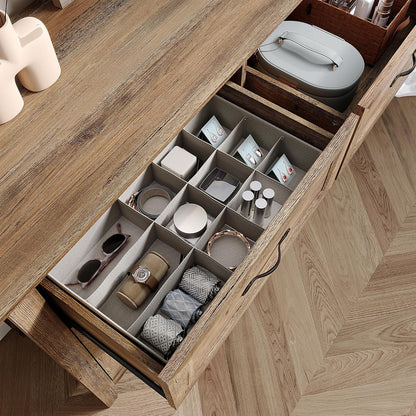 LINSY HOME 6 Drawer Double Dresser for Bedroom, Modern Farmhouse Wide Chest of Drawers, Dressers Organizer for Living Room, Closet, Hallway, Rustic Brown