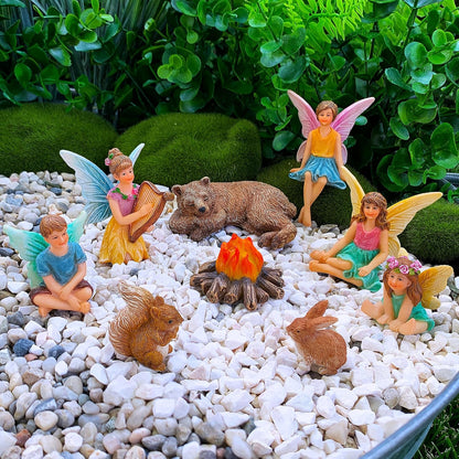 Mood Lab Fairy Garden - Miniature Fairies Figurines Accessories - Camping Kit of 9 pcs - Set for Outdoor or House Decor