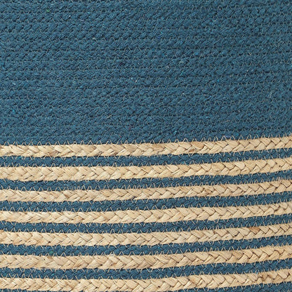 REDEARTH · Cylindrical Pouf Foot Stool Ottoman - Jute Braided Pouffe Poof Accent Sitting Footrest for Living Room, Bedroom, Nursery, Patio, Lounge & Other Rooms (Teal Natural, 18"x18"x14")