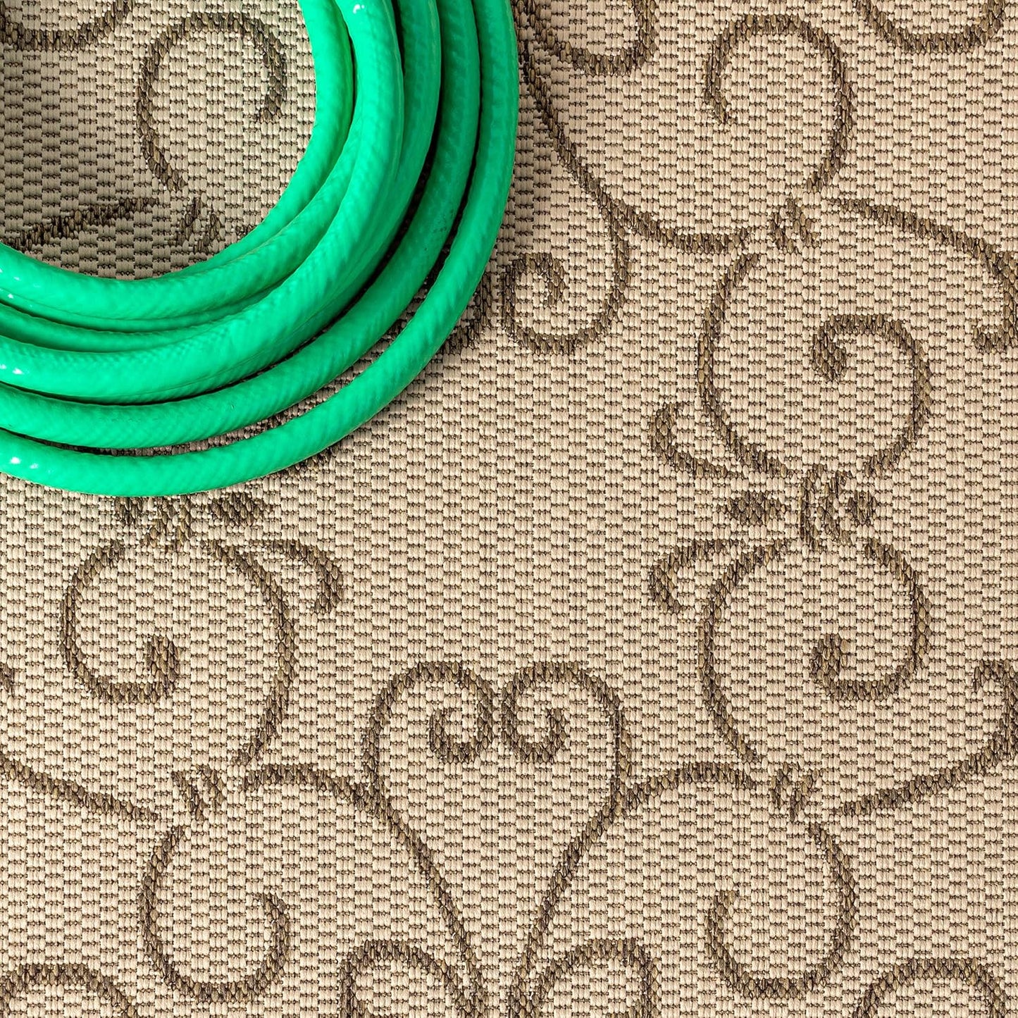 JONATHAN Y Vintage Filigree Indoor Outdoor Runner Rug 2X10 Beige/Brown, Charleston Textured Weave for Backyard, Patio, Porch, Easy-Cleaning, High Traffic, Pet-Friendly, Non-Shedding (SMB106A-210)