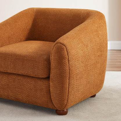Modern Accent Chair for Living Room, Upholstered Armchair with Boucle Fabric, Single Sofa Chair with Solid Wood Legs, Boucle, Curry