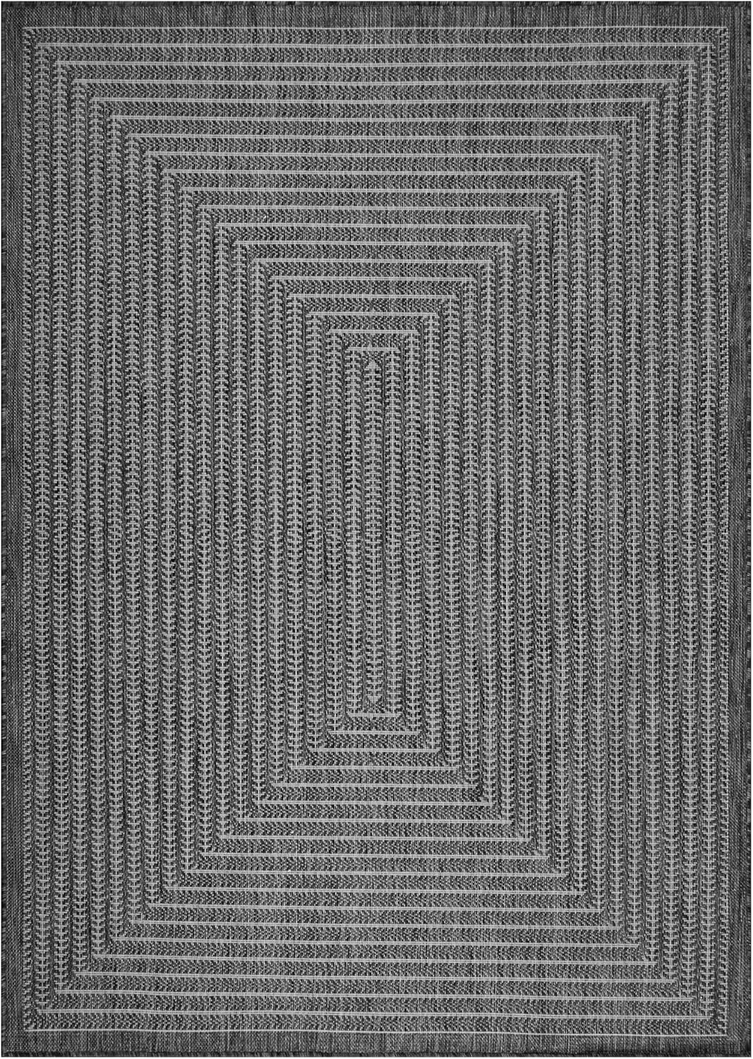 Adiva Rugs Outdoor Indoor Area Rug, Weather Resistant, Easy to Clean, Stain Resistant Floor Mat for Dining Room, Backyard, Deck, Patio (Pebble Weiss, 6' x 9')