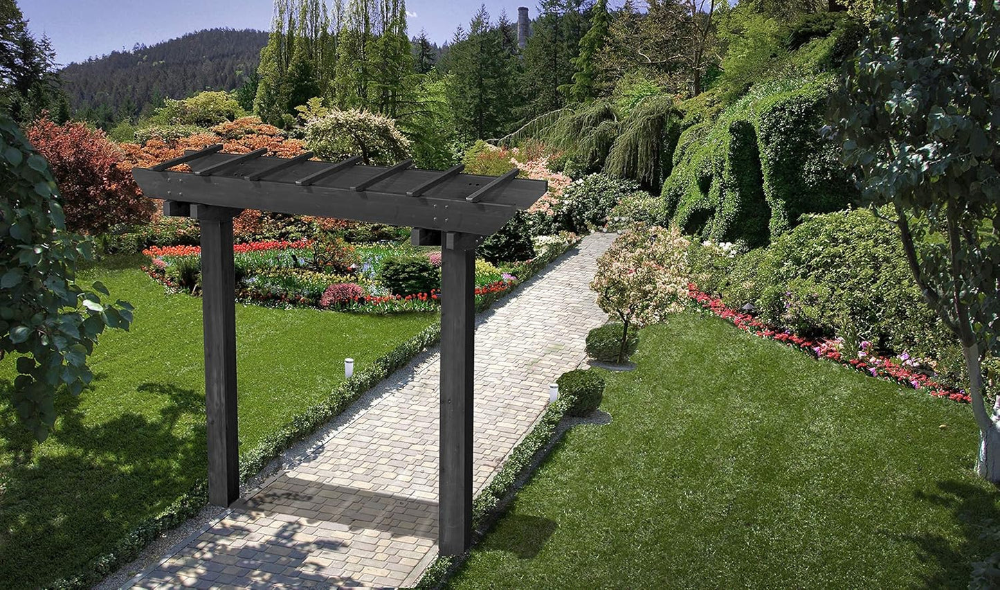 Vita Charcoal Gray Wildwood Cedar Arbor – 72" W x 90" H, Garden Arch for Climbing Plants, Wedding Ceremony & Backyard Décor, Durable Two-Post Trellis, Easy Assembly, for Parties & Celebrations
