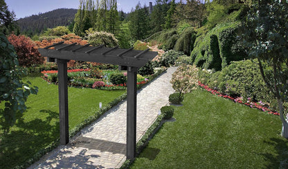 Vita Charcoal Gray Wildwood Cedar Arbor – 72" W x 90" H, Garden Arch for Climbing Plants, Wedding Ceremony & Backyard Décor, Durable Two-Post Trellis, Easy Assembly, for Parties & Celebrations