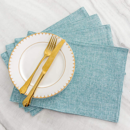 Home Brilliant Placemats Set of 6 Heat Resistant Dining Table Place Mats for Kitchen Table Party Decoration, 13 x 19 inches, Teal