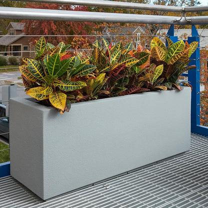 PolyStone Milan Tall Modern Outdoor/Indoor Rectangular Trough Planter, 46" L X 17" W X 19" H, Lightweight, Heavy Duty, Weather Resistant, Polymer Finish, Commercial and Residential (Concrete Gray)