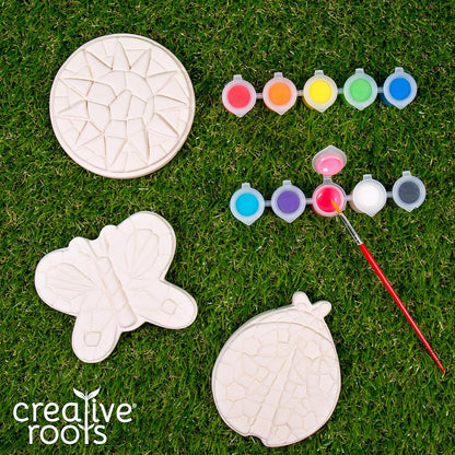 Creative Roots Paint Your Own Butterfly, Ladybug & Sun Stepping Stone by Horizon Group USA, 1 box of 3 count