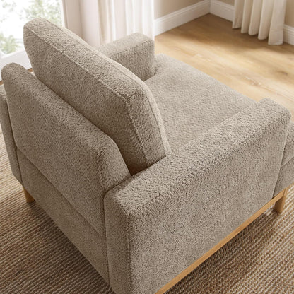 Oversized Accent Chair, Mid Century Modern Upholstered Armchair for Living Room, Comfy Chair for Bedroom Reading Chair, Single Sofa for Small Space with Rubberwood Base
